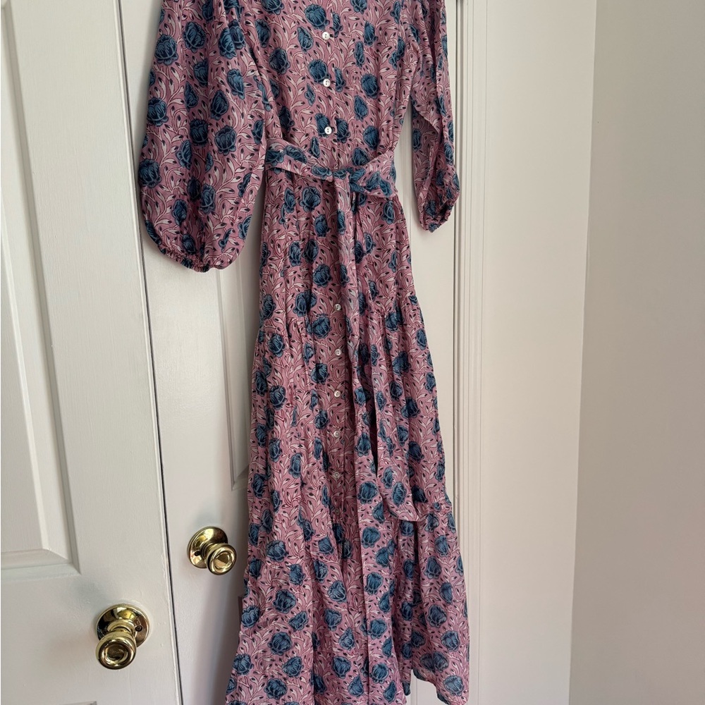 Oliphant Floral Pink and Blue Maxi Dress